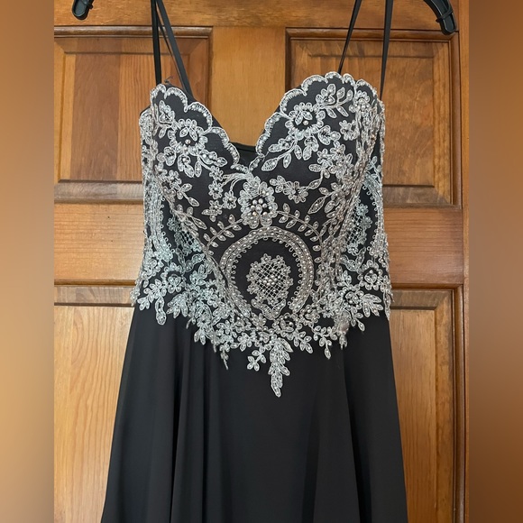 Dresses Once Worn Dark Grey Prom Dress With Silver Details Poshmark